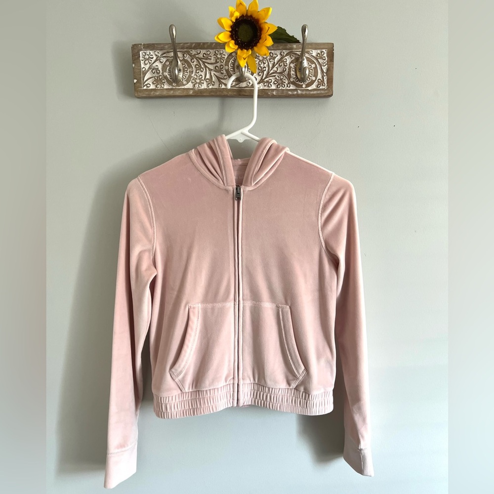 ABERCROMBIE KIDS Pink Velour style Zip-Up Hoodie Classic Athleisure - Size 11/12